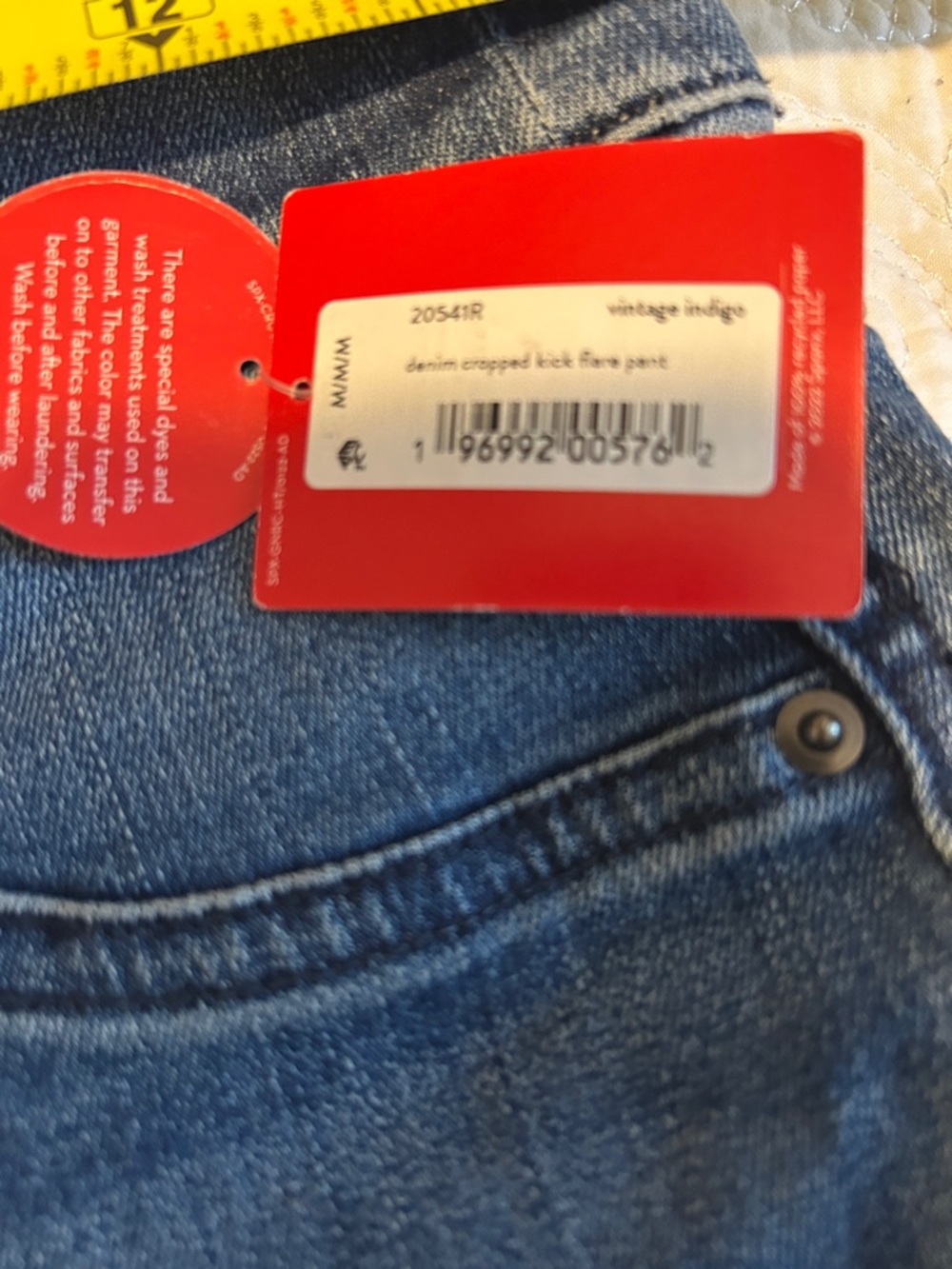 Spanx Denim Cropped Kick Flare Pant, vintage indigo, Medium - Picture 6 of 8